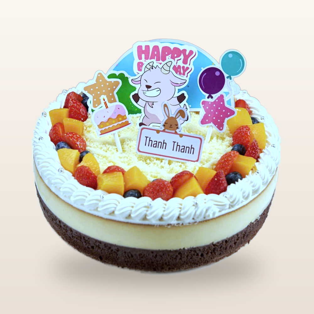 Bánh Sinh Nhật Dê Con Vui Vẻ Cùng Trái Cây Tươi Mát